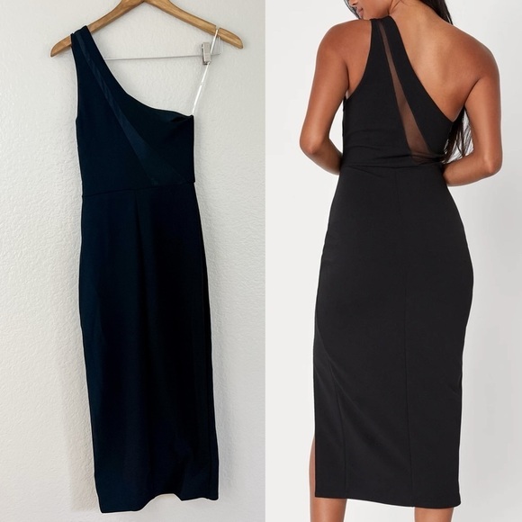 NWOT Modern Attraction Black One-Shoulder Bodycon Midi Dress - Picture 3 of 9